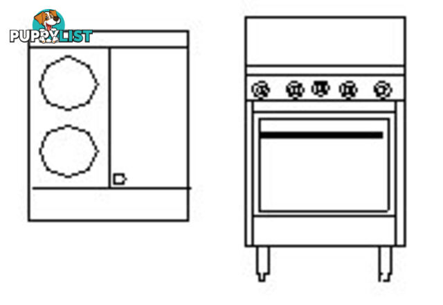 Oven ranges- Goldstein PE-2S-12G-20FF - 2 burner,  300mm griddle fan-forced electric oven range