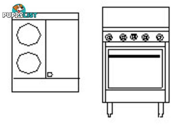 Oven ranges- Goldstein PEC-2S-12G-20 - 2 burner,  300mm griddle convection oven range - Catering