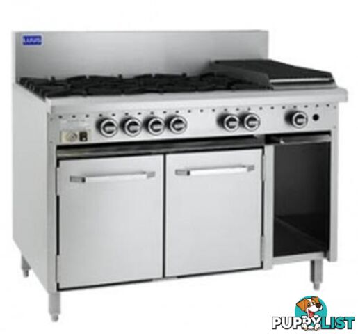 Oven ranges - Luus CRO-6B3C - 6 burner, 300mm chargrill gas oven range - Catering Equipment