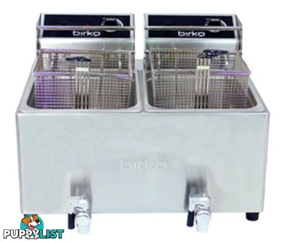 Fryers - Birko 1001004 - Countertop 2 x 8L 15A  double pan electric fryer - Catering Equipment