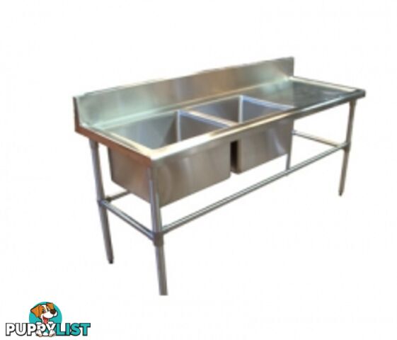 Stainless steel - Brayco DS-R17 - Double Bowl Stainless Steel Sink (700mmWx1700mmL) - Catering