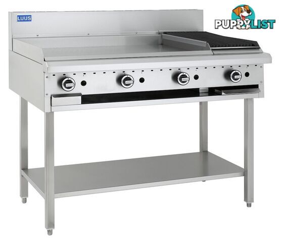 Grills/BBQs - Luus BCH-9P3C - 900mm hotplate, 300mm chargrill - Catering Equipment