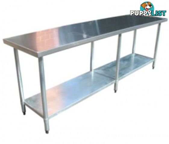 Stainless steel - Brayco 2496 - Flat Top Stainless Steel Bench (610mmWx2438mmL) - Catering Equipment