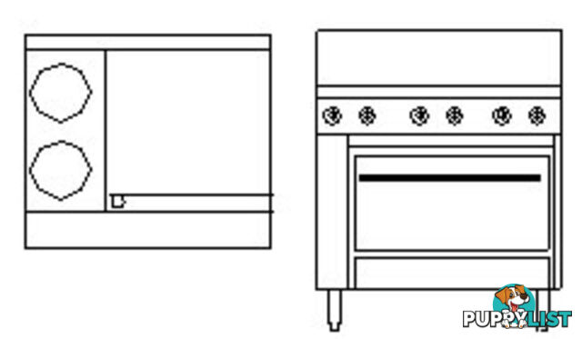 Oven ranges- Goldstein PE-2S-24G-28 - 2 burner, 600mm griddle electric oven range - Catering