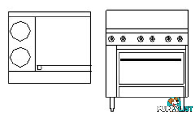 Oven ranges- Goldstein PEC-2S-24G-28 - 2 burner, 600mm griddle electric convection oven range