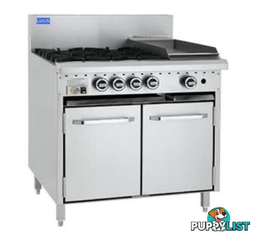 Oven ranges - Luus CRO-4B3C - 4 burner, 300mm chargrill gas oven range - Catering Equipment