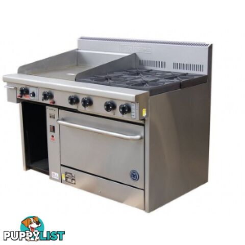 Oven ranges - Goldstein PF-12G-6-28 - 6 gas burner, 300mm griddle static oven range - Catering