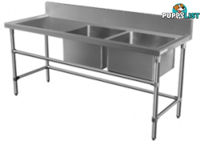 Stainless steel - Brayco DS-L - Double Bowl Stainless Steel Sink (700mmWx1900mmL) - Catering