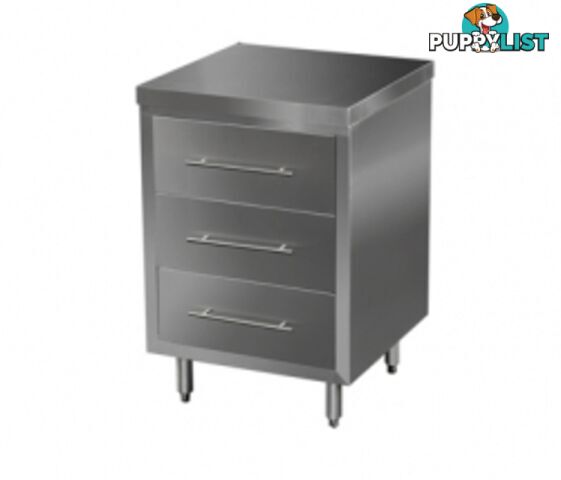 Stainless steel - Brayco CABDRAW3 - Stainless Steel Drawer Cabinet (600mmLx610mmW) - Catering