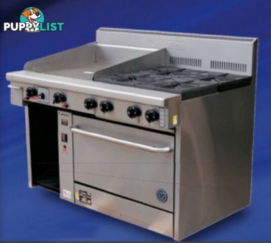 Oven ranges - Goldstein PF-12G-4-28 - 4 gas burners, 300mm griddle static oven range - Catering