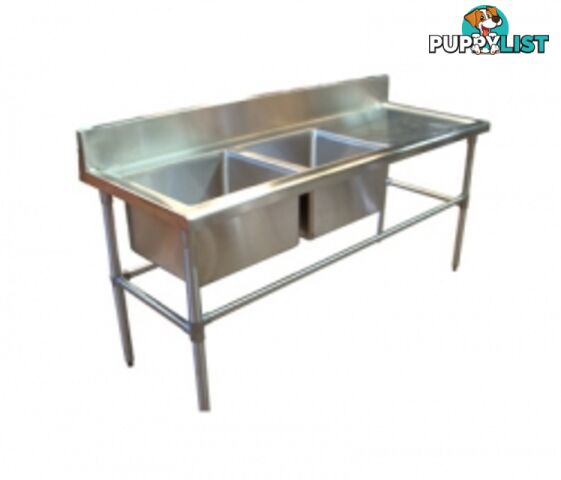 Stainless steel - Brayco DS-R - Double Bowl Stainless Steel Sink (700mmWx1900mmL) - Catering