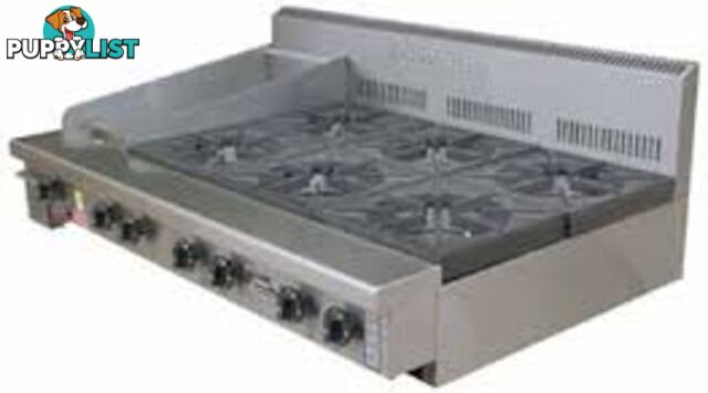 Cooktops - Goldstein PFB-12G-6 - 6 gas burners cooktop, 300mm griddle - Catering Equipment