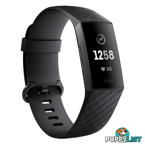 Fitbit Charge 3 Advanced Health and Fitness Tracker - Black/Graphite Aluminium - FB410GMBK-CJK - Black - 811138030933