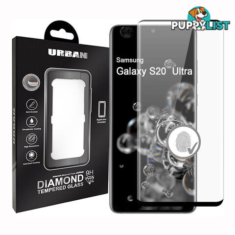 Urban Diamond Tempered Glass Screen Protector For Samsung S20 Ultra - GLASSGS20UDIABLK - Black - 9017236607379