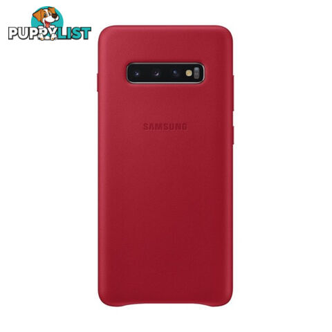 Samsung Galaxy S10+ Plus Leather Back Cover - Red