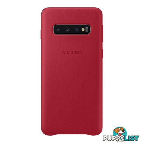 Samsung Galaxy S10 Leather Back Cover - Red