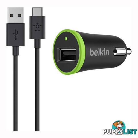 Belkin 2.1A USB Car Charger with Type C to USB A Cable - Black - F7U002bt06-BLK - Black - 745883706815