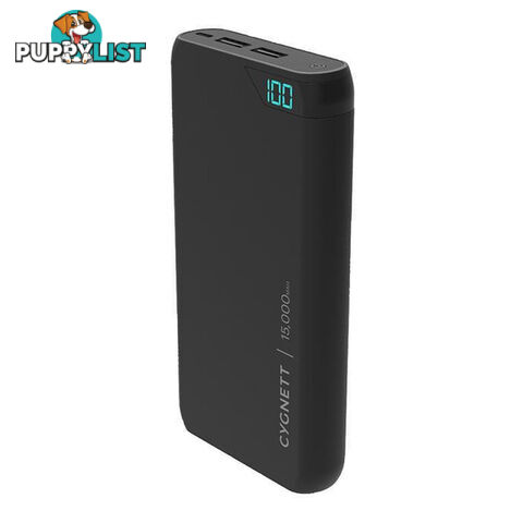 Cygnett ChargeUp Boost 15K 15000mAh 2.4A Power Bank - Black - CY2507PBCHE - Black - 848116019437