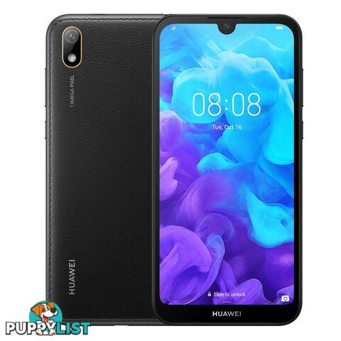 Huawei Y5 2019 (Dual SIM 4G/4G, 32GB/2GB, Faux Leather) - Modern Black - AMN-LX2 - Black - HWY52019BLK