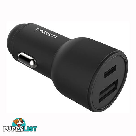 Cygnett CarPower 18W Dual USB-C & USB-A Car Charger - Black - CY3114CYCCH - Black - 848116025506