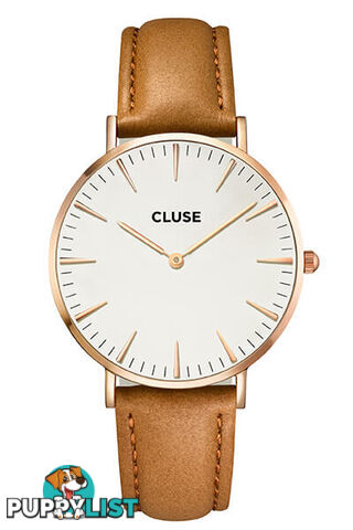 Cluse La Boheme Rose Gold White/Caramel Watch CL18011 - 8718924590294