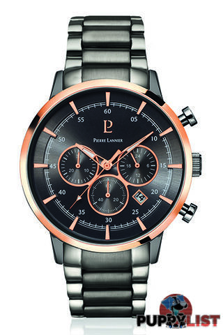 Pierre Lannier Capital Chronograph Rose Gold Black/Grey Links Watch 244F499