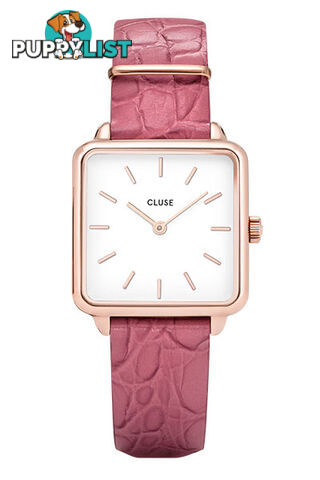 Cluse La Tetragone Rose Gold Soft Berry Alligator CL60020 - 8719743372245