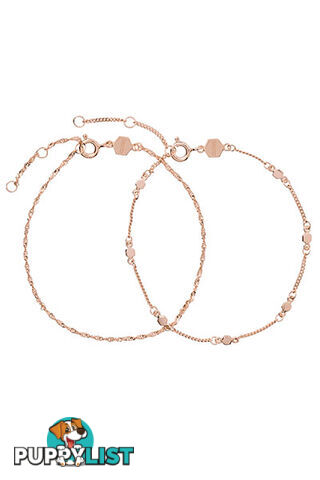 Cluse Essentielle Rose Gold Set of Two Twisted Hexagon Chain Bracelets CLJ10019 - 8719743372573