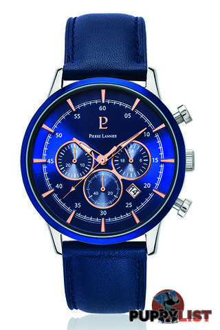 Pierre Lannier Capital Chronograph Blue/Blue Leather Watch 224G166