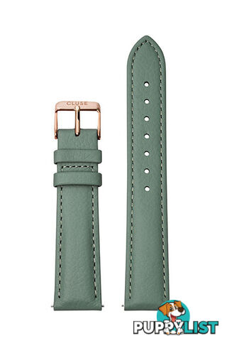 Cluse 18mm Watch Strap Stone Green/Rose Gold Leather CS1408101087 - 8719743376403