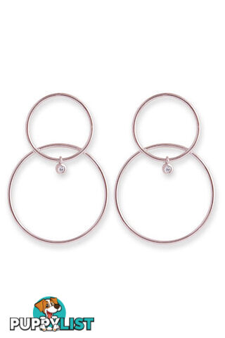 Bianc CZ Rose Gold Plated Sterling Silver Double Hoop Earrings 10100397