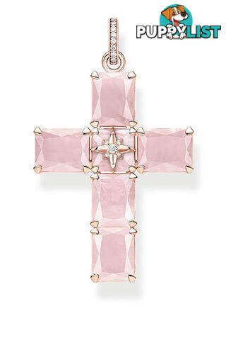 Thomas Sabo Pendant Cross Large Pink Stones With Star TPE880RQ - 4051245476613