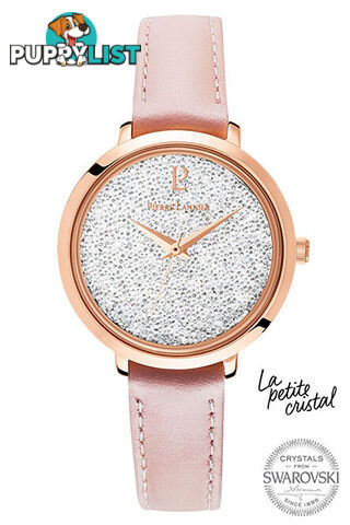 Pierre Lannier La Petite Cristal Rose Gold White Swarovski Dial/Pink Leather Watch 105J905