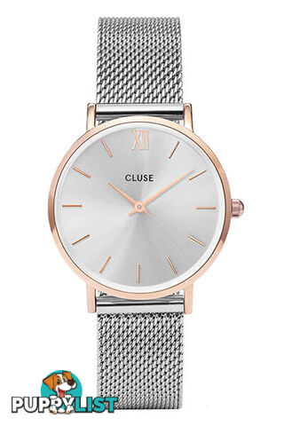 Cluse Minuit Mesh Rose Gold/ Silver Watch CW0101203004 - 8719743373518