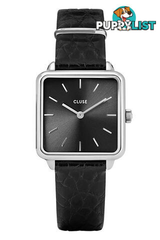 Cluse La Tetragone Silver Black/Black Alligator Watch CW0101207027 - 8719743375253