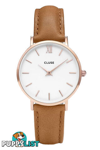 Cluse Minuit Rose Gold White/Caramel Watch CL30021 - 8718924594773