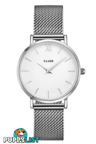 Cluse Minuit Mesh Silver/White Watch CW0101203002 - 8719743373495