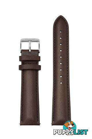 Cluse 20mm Leather Watch Strap Silver/Dark Brown CS1408101065 - 8719743375666