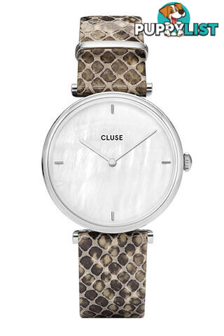 Cluse Triomphe Silver White Pearl/Green Python Watch CL61009 - 8719743372276