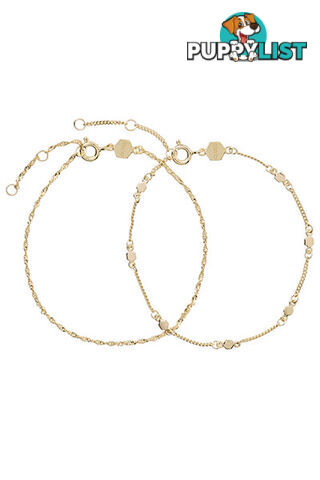 Cluse Essentielle Gold Set of Two Twisted Hexagon Chain Bracelets CLJ11019 - 8719743372580