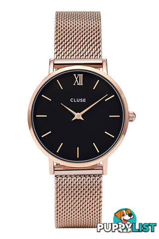 Cluse Minuit Rose Gold Mesh/ Black Watch CW0101203003 - 8718924594568