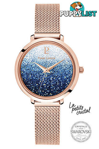 Pierre Lannier La Petite Cristal Rose Gold Blue Gradient Swarovski Dial/Rose Gold Mesh Watch 108G968