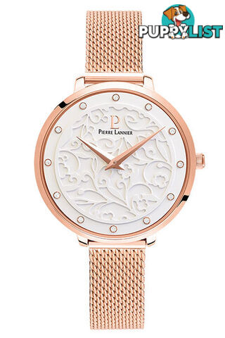 Pierre Lannier Eolia Rose Gold White/Rose Gold Mesh Watch 039L908