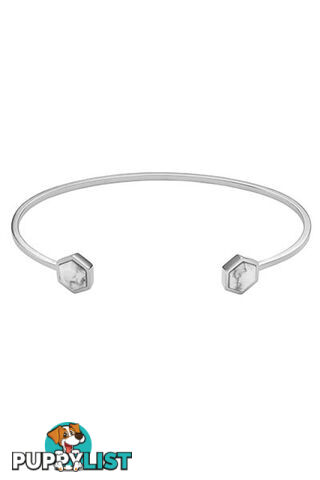 Cluse Idylle Marble Hexagon Silver Open Cuff Bracelet CLJ12003 - 8718924597606