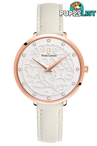 Pierre Lannier Eolia Rose Gold White/Stone Leather Watch 041K600