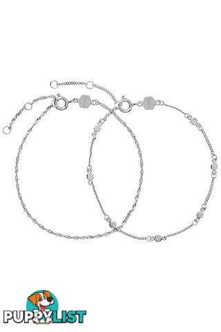 Cluse Essentielle Silver Set of Two Twisted Hexagon Chain Bracelets CLJ12019 - 8719743372597