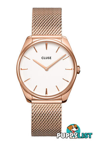 Cluse Feroce Rose Gold White/Rose Gold Mesh Watch CW0101212002 - 8719743376229