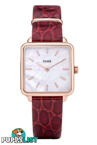 Cluse La Tetragone Rose Gold Pearl/Dark Red Alligator Watch CW0101207029 - 8719743375277