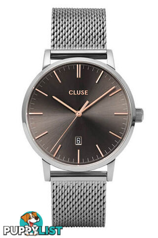 Cluse Mens Aravis Silver Dark Grey/Silver Mesh Watch CW0101501003 - 8719743374829