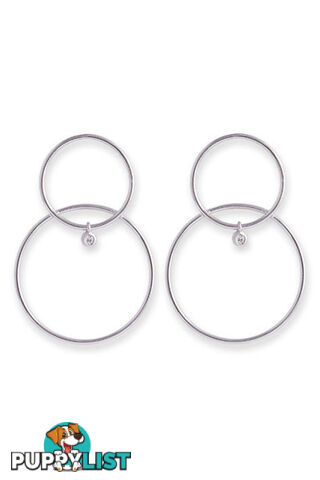 Bianc CZ Rhodium Plated Sterling Silver Double Hoop Earrings 10100396